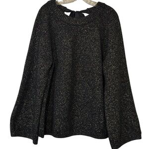 Land's End Blend Bow Back Sweater Black Metallic Gold